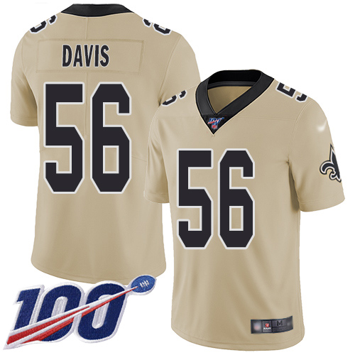 Men New Orleans Saints Limited Gold DeMario Davis Jersey NFL Football #56 100th Season Inverted Legend Jersey